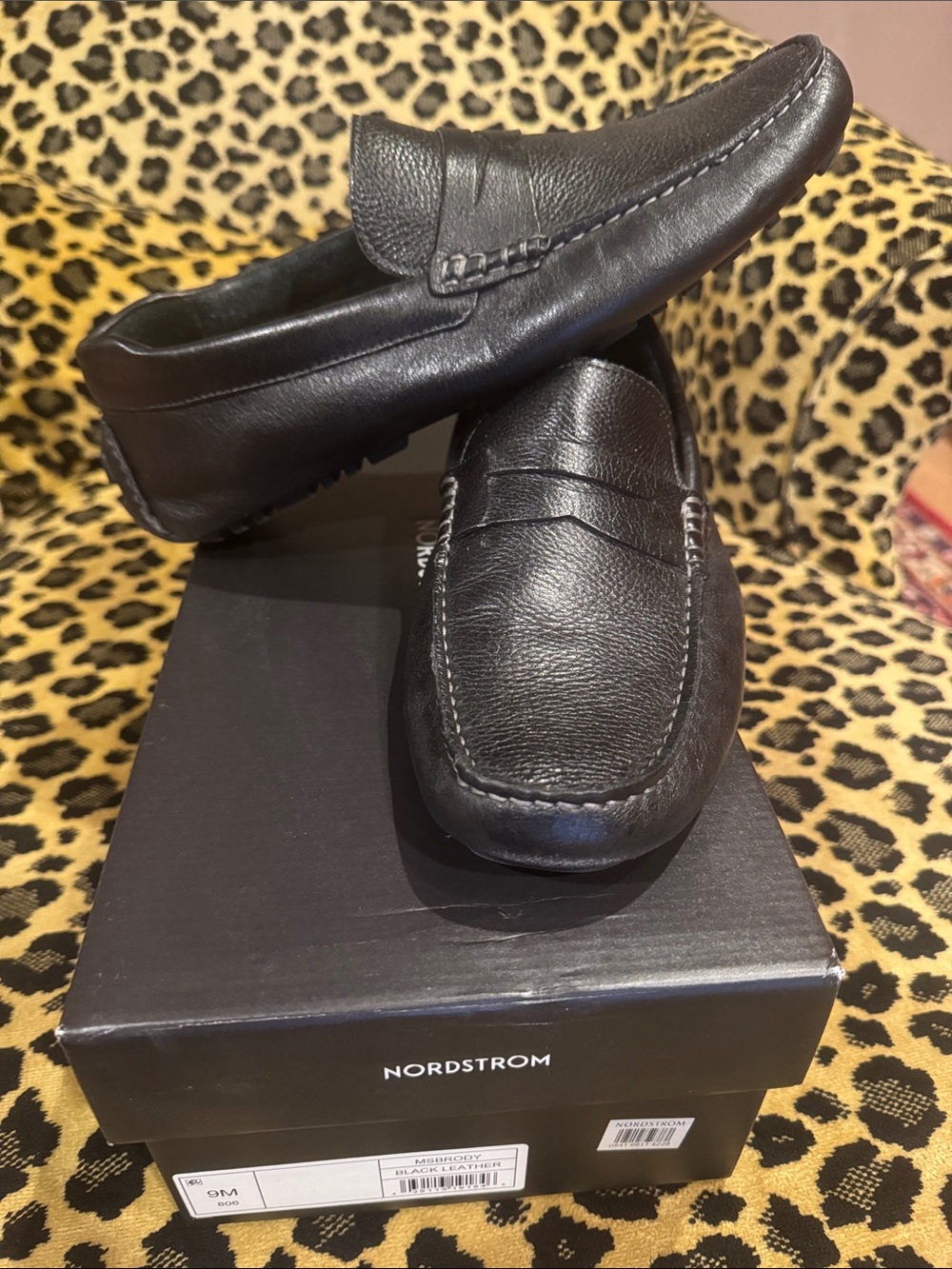 Nordstrom Black Pebbled Leather Penny Loafers